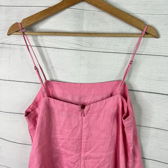 Madewell Womens size 6 Goldie Mini Dress in 100% Linen Retro Rose Square Neck - Picture 8 of 12